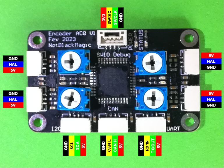 Wheel Encoder Acquisition Board Top View Annotated